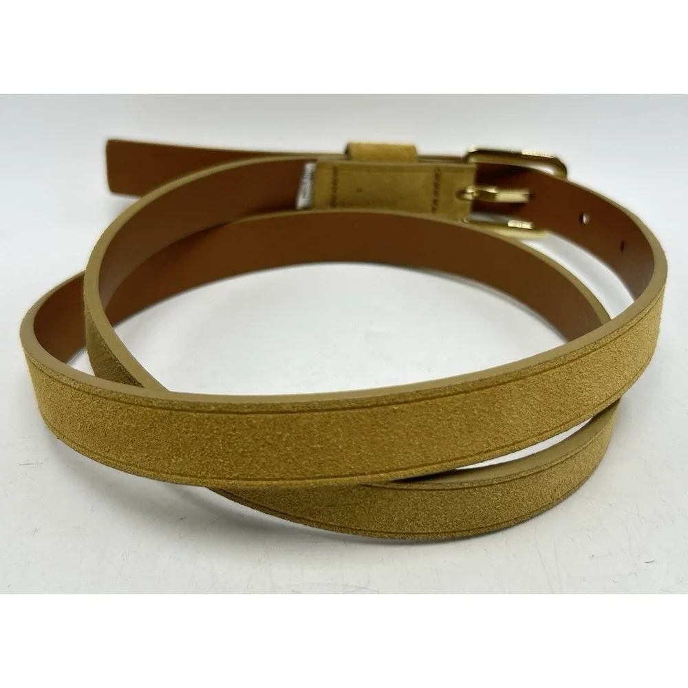 Banana Republic Belt Women Medium Skinny Suede Cow Leather Beige Capsule Minimal